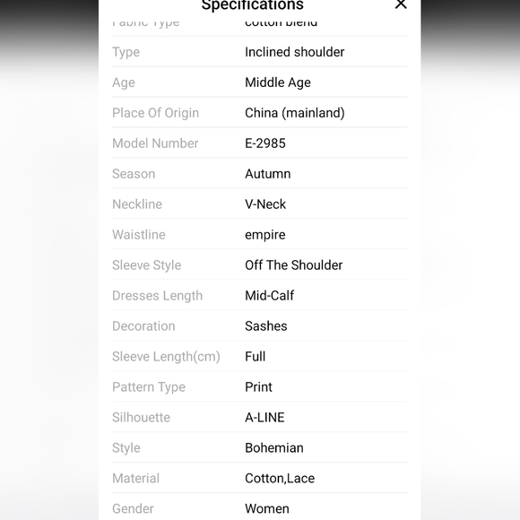 Bohemian Off-Shoulder Embroidered Cream Dress - Picture 9 of 16